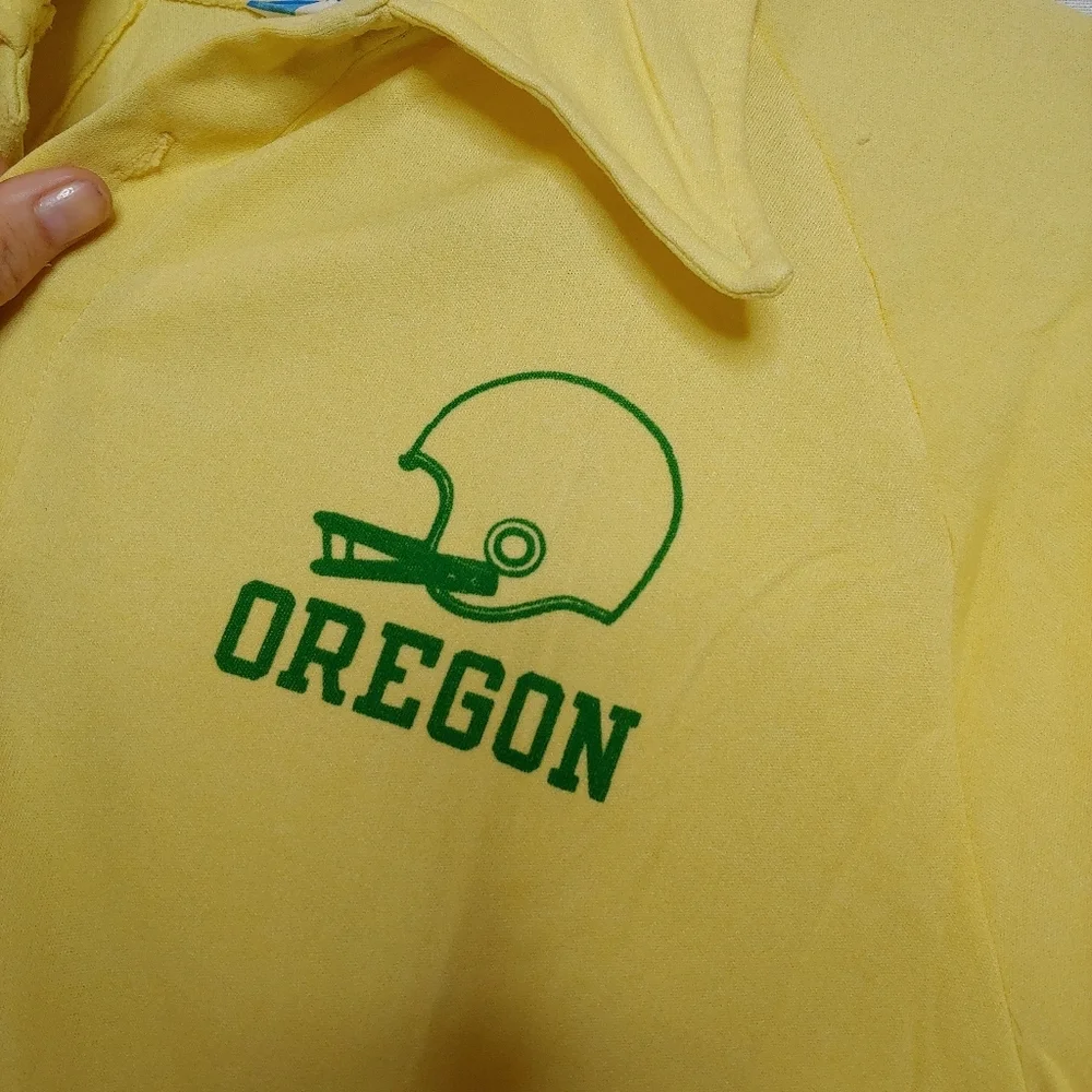Vintage Champion University of Oregon Ducks Football Polo Shirt Yellow 60s 70s L - Picture 6 of 11
